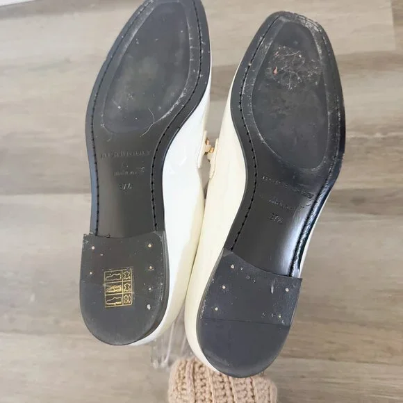 Burberry White Patent Leather Chillcot Loafers EU 37.5 - Picture 5 of 6